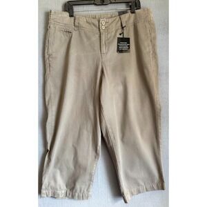 Lane Bryant Cropped Pants Women 16 Brown Flat Front Pockets  Straight Leg Casual